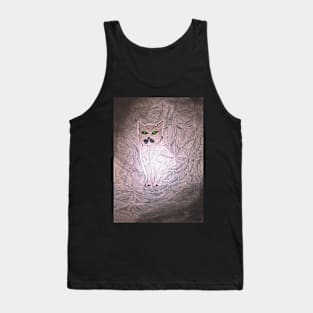 Grey cat with green eyes. Doodle style Tank Top